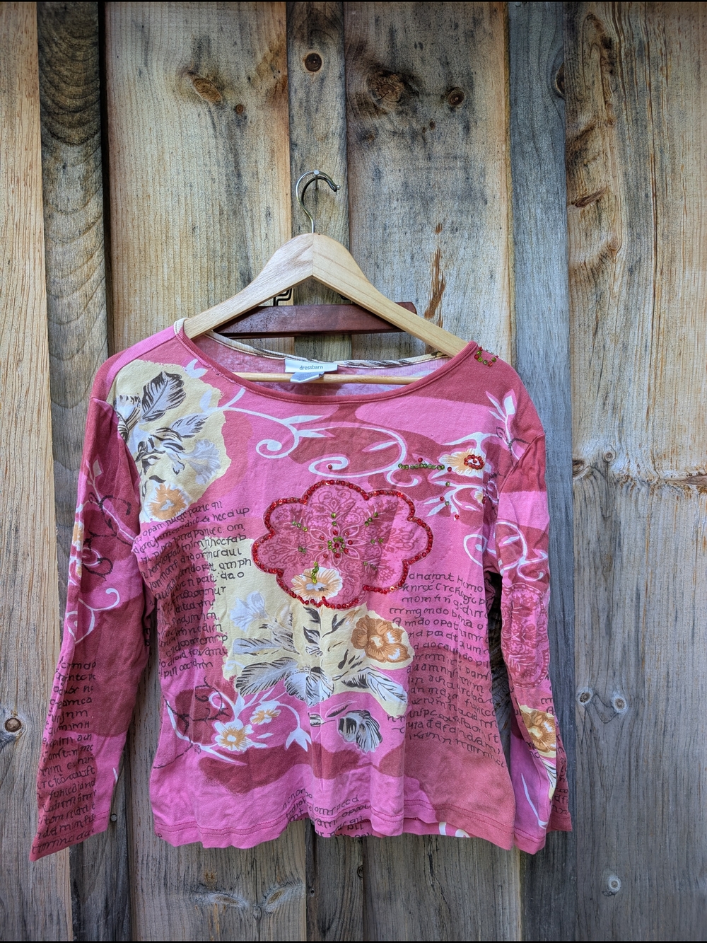 Women’s Pink Floral Long-Sleeve Top